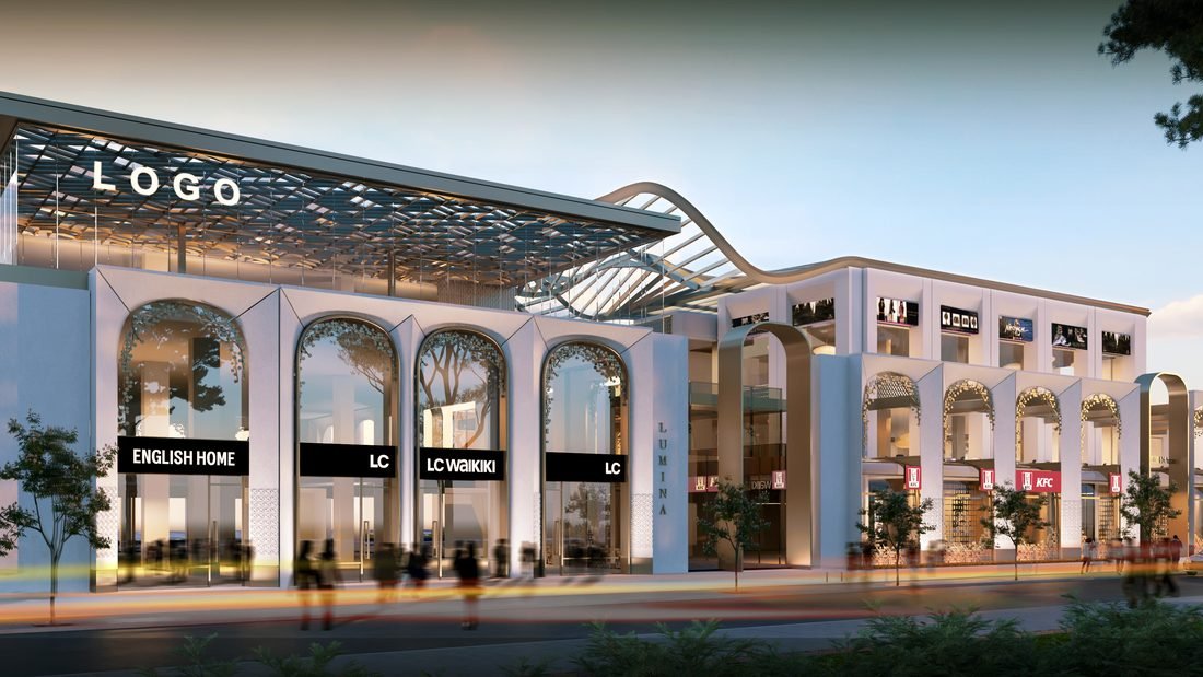 Lumina Mall — wave canopy with brand storefronts
